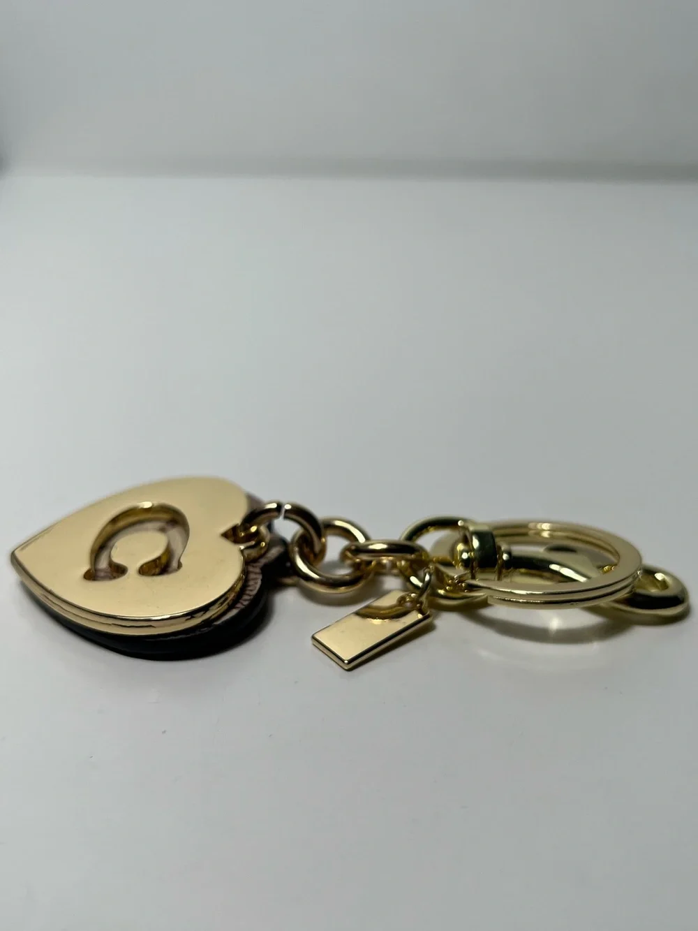 Coach Signature CC Monogram Logo Double Heart Bag Charm Keychain